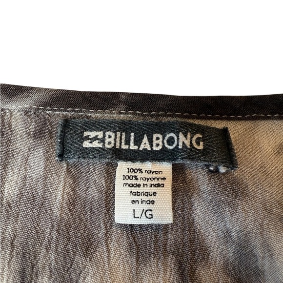 Billabong Oversized Shirt Dress With Bell Sleeve Gauzy Brown White Jr Large - Picture 3 of 15